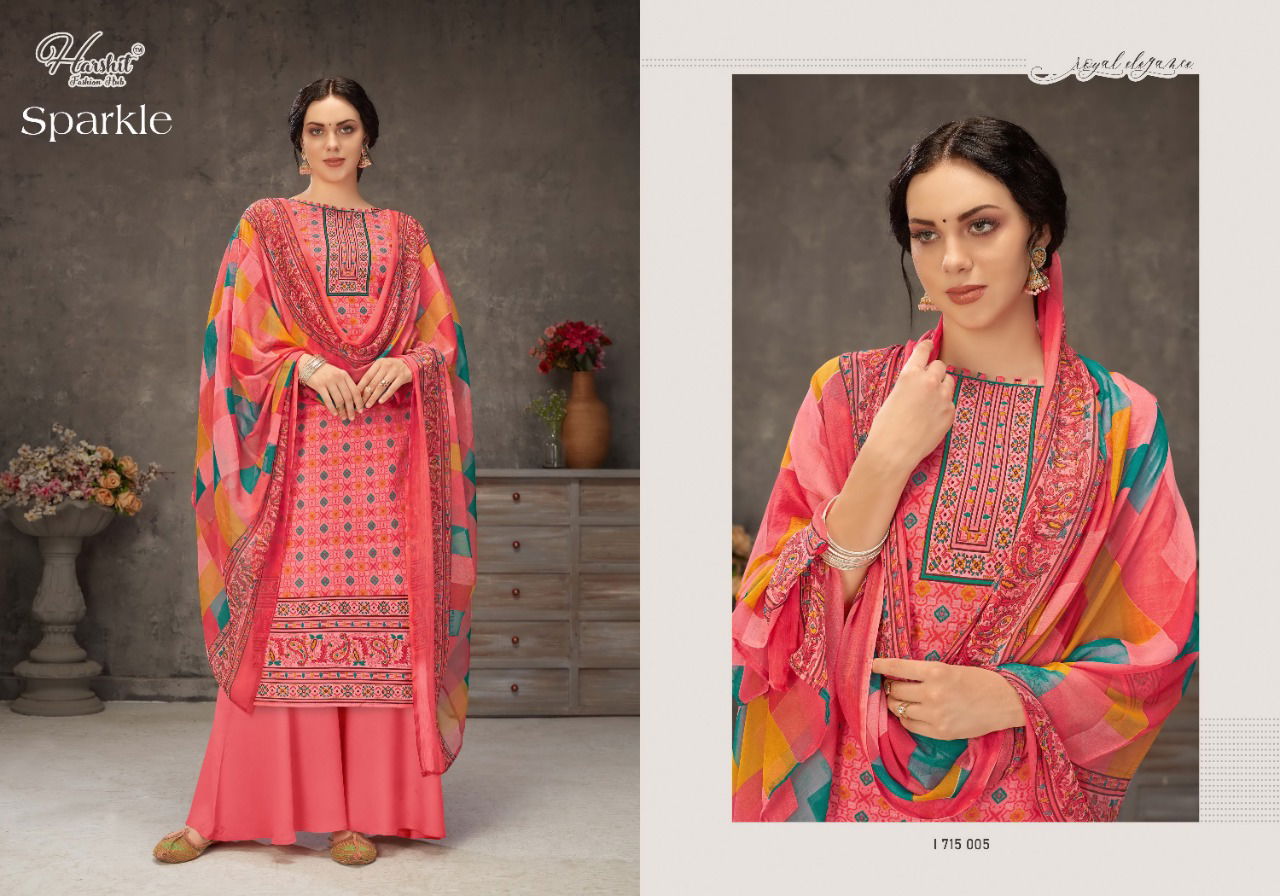  Harshit Sparkle Latest Fancy Designer Casual Wear Regular Pure Cambric Pure Jam Designers Dress Material Collection